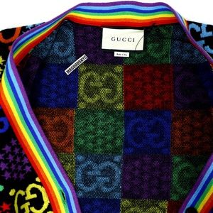 Gucci Sweaters | Gucci GG Psychedelic Cardigan Sweater Black Multicolor Size Small | Color: Black | Size: S | Mrgoodsnyc's Closet